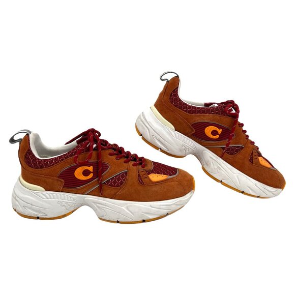Coach Orange Red Suede Chunky Sneakers | Women's 9, Men's 7.5 - Picture 1 of 10